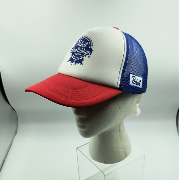 Pabst Blue Ribbon PBR Trucker Style Mesh Back Baseball Hat - Picture 2 of 7
